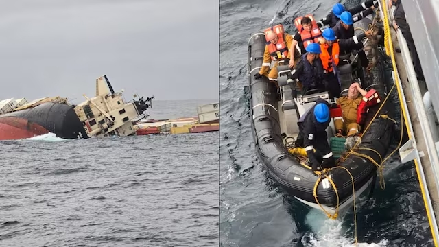 Coast Guards rescues 24 crew of sunk Liberian vessel in Kerala