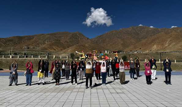 Yoga Day marking by First batch of Kailash Mansarovar Yatris in Tibet